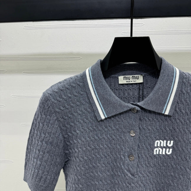 MIUMIU KNITTED POLO SHIRT WHITE 274839