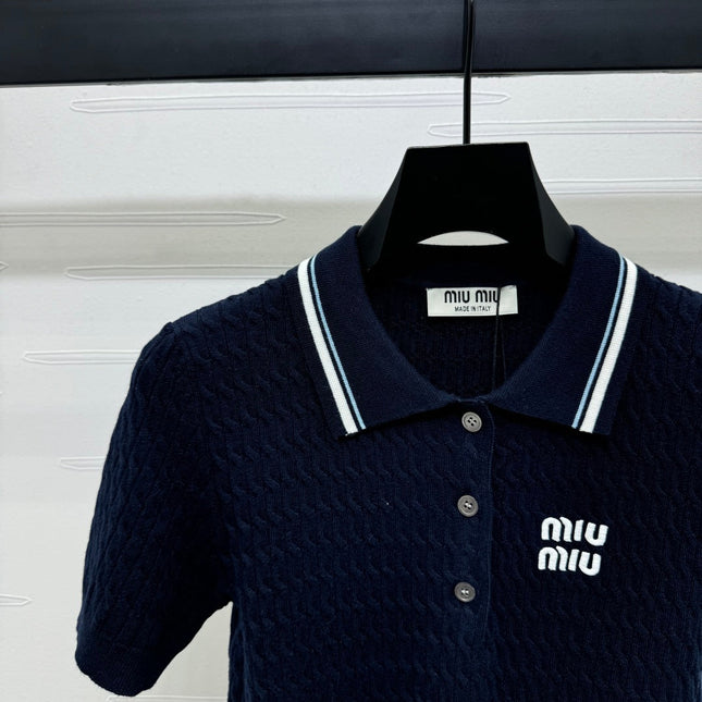 MIUMIU KNITTED POLO SHIRT WHITE 274841
