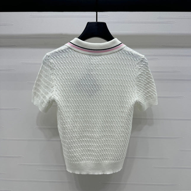 MIUMIU KNITTED POLO SHIRT WHITE 274837