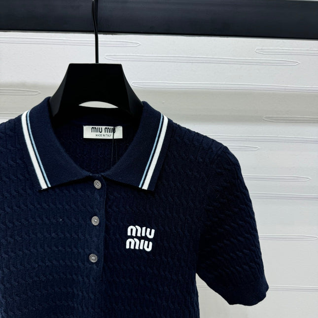 MIUMIU KNITTED POLO SHIRT WHITE 274841