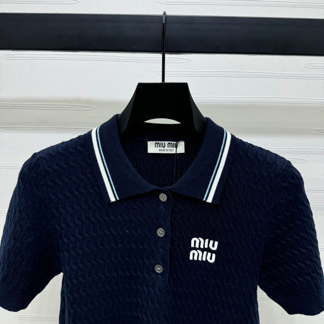 MIUMIU KNITTED POLO SHIRT WHITE 274841