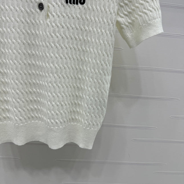 MIUMIU KNITTED POLO SHIRT WHITE 274837