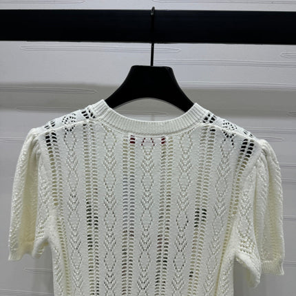 VALENTINO CREW NECK SHORT-SLEEVE KNIT TOP 274956