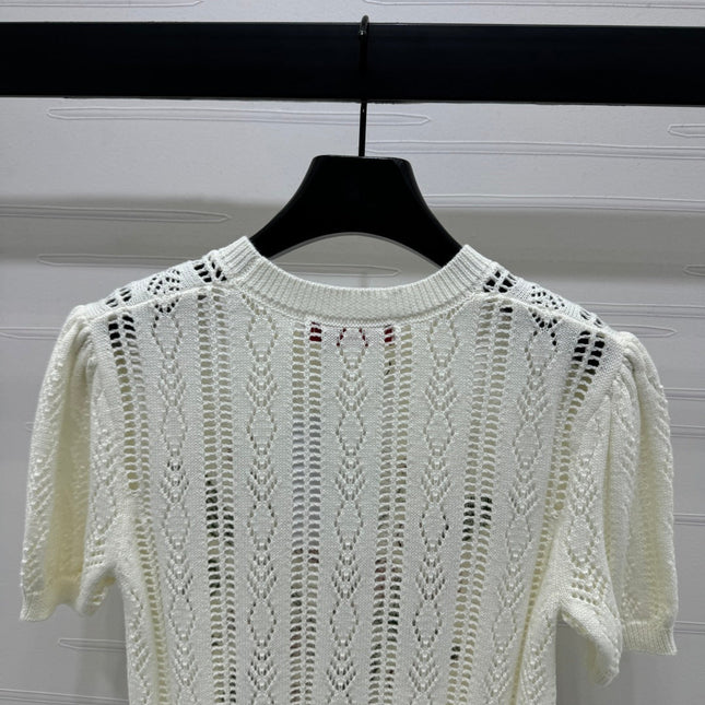 VALENTINO CREW NECK SHORT-SLEEVE KNIT TOP 274956