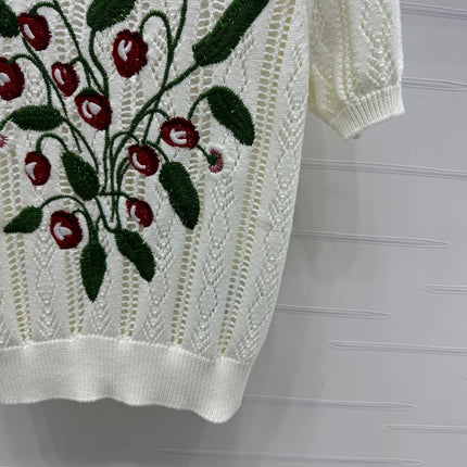VALENTINO CREW NECK SHORT-SLEEVE KNIT TOP 274956