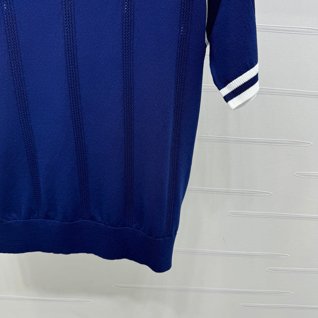 MIU 25S RAGLAN CREW NECK STRIPED KNIT SWEATER 264106