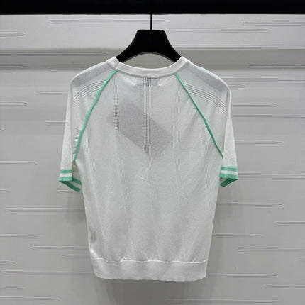 MIU 25S RAGLAN CREW NECK STRIPED KNIT SWEATER 264105