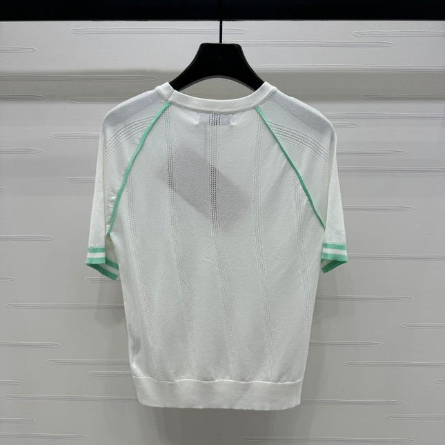 MIU 25S RAGLAN CREW NECK STRIPED KNIT SWEATER 264105