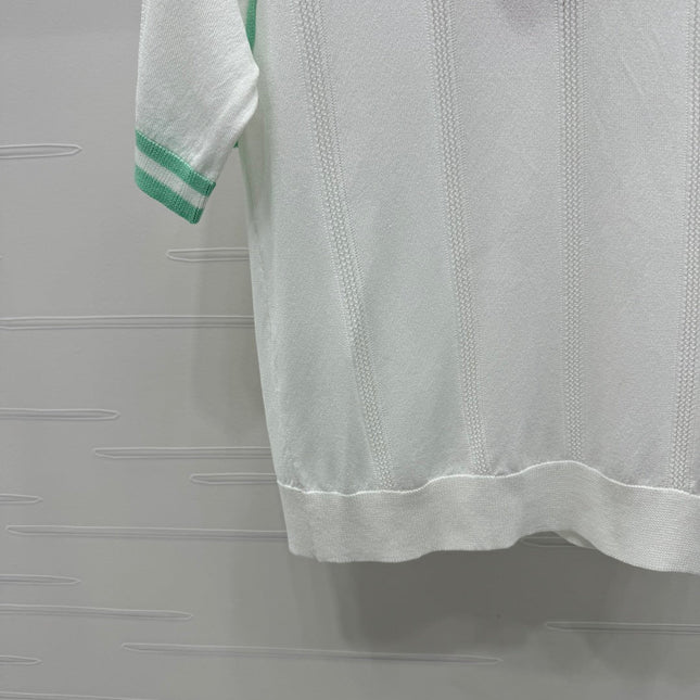 MIU 25S RAGLAN CREW NECK STRIPED KNIT SWEATER 264105