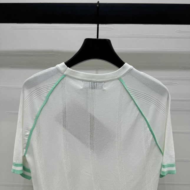 MIU 25S RAGLAN CREW NECK STRIPED KNIT SWEATER 264105