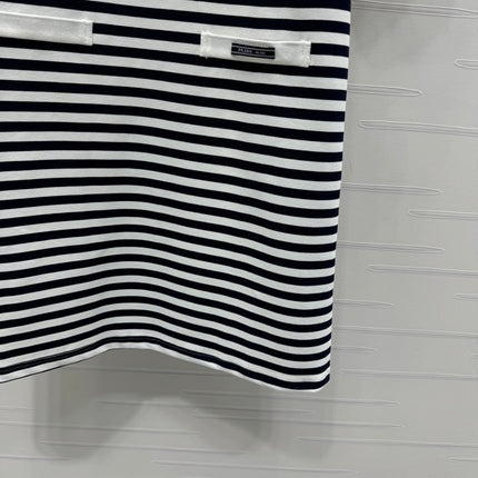 PRAD 25S STRIPED SHORT SLEEVE KNIT DRESS 264218