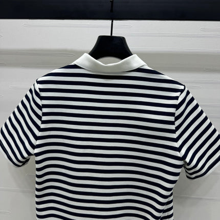 PRAD 25S STRIPED SHORT SLEEVE KNIT DRESS 264218