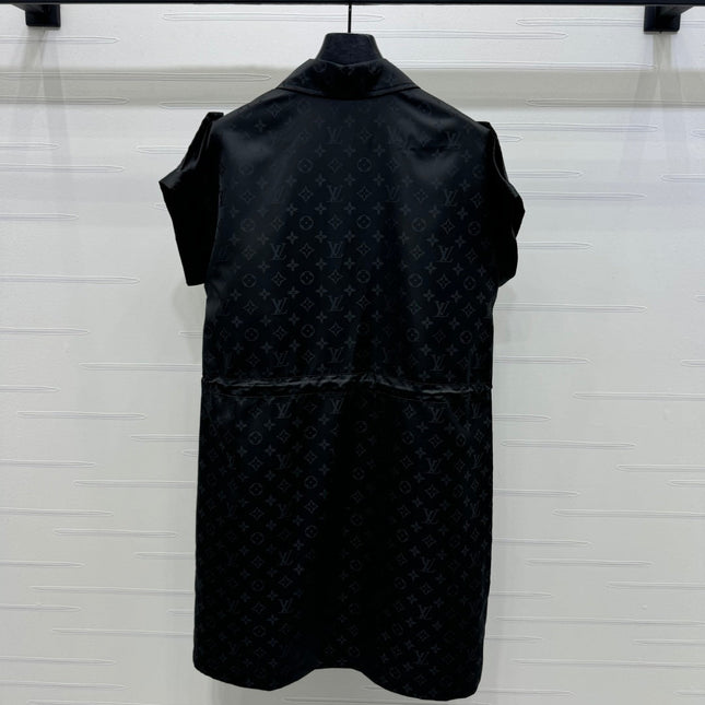 LV 25S SHORT SLEEVE JACQUARD DRAWSTRING DRESS 264215