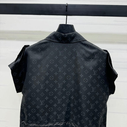 LV 25S SHORT SLEEVE JACQUARD DRAWSTRING DRESS 264215