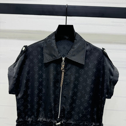 LV 25S SHORT SLEEVE JACQUARD DRAWSTRING DRESS 264215