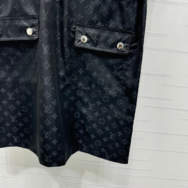 LV 25S SHORT SLEEVE JACQUARD DRAWSTRING DRESS 264215