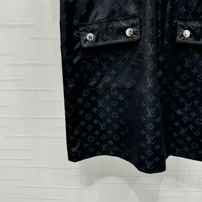 LV 25S SHORT SLEEVE JACQUARD DRAWSTRING DRESS 264215