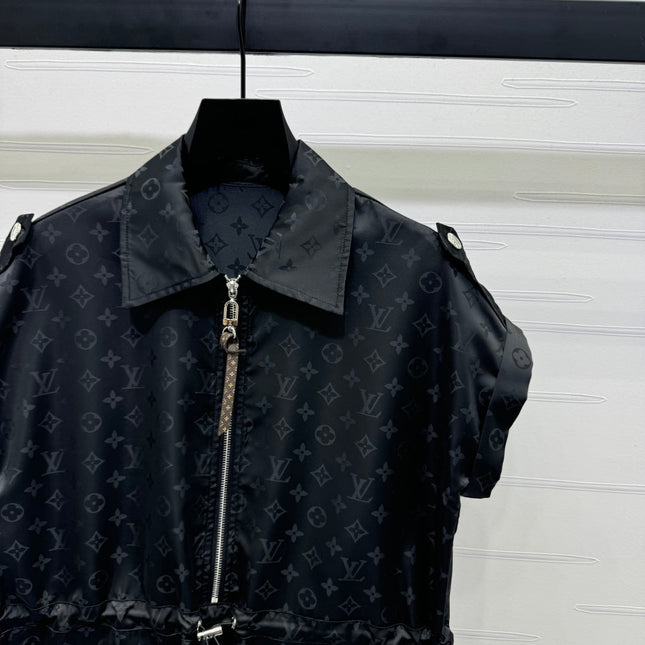 LV 25S SHORT SLEEVE JACQUARD DRAWSTRING DRESS 264215