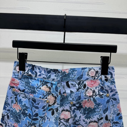 LV 25S PRINTED DENIM SHORTS 264196