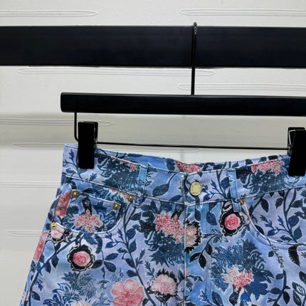 LV 25S PRINTED DENIM SHORTS 264196