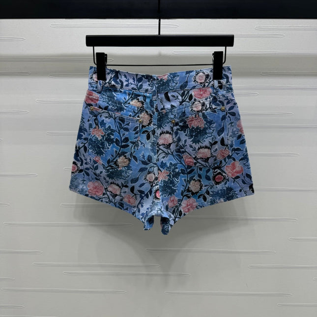 LV 25S PRINTED DENIM SHORTS 264196
