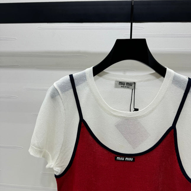 MIU 25S 2 PIECE KNITTED TOP WITH STRAPS 264130