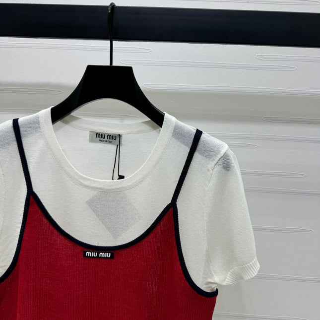 MIU 25S 2 PIECE KNITTED TOP WITH STRAPS 264130