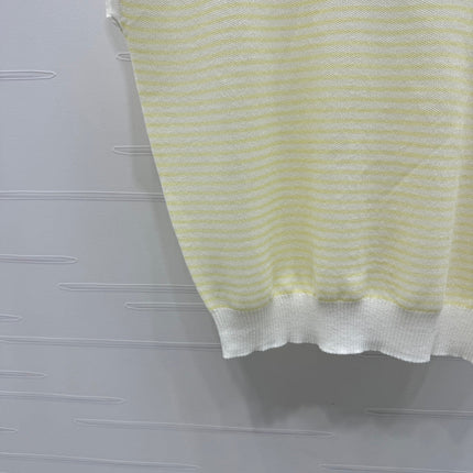 PRAD 25S STRIPED V-NECK KNITTED VEST 264128