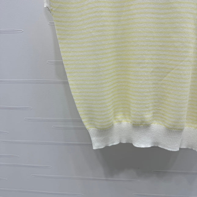 PRAD 25S STRIPED V-NECK KNITTED VEST 264128