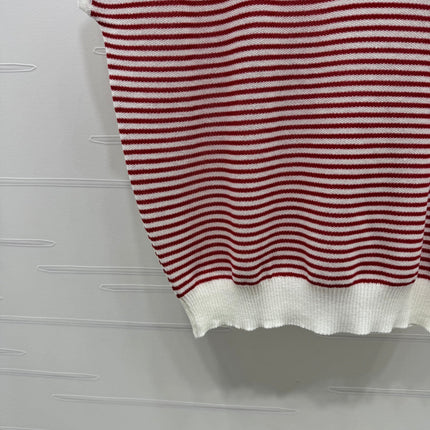 PRAD 25S STRIPED V-NECK KNITTED VEST 264127