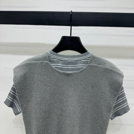 MIU 25S SHORT SLEEVE STRIPED KNITTED CAPE 264139