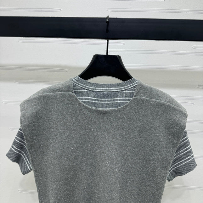 MIU 25S SHORT SLEEVE STRIPED KNITTED CAPE 264139
