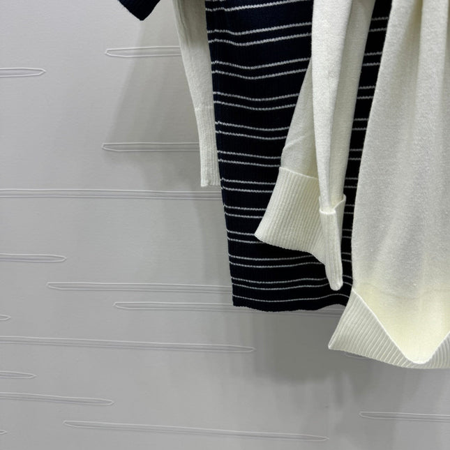 MIU 25S SHORT SLEEVE STRIPED KNITTED CAPE 264138