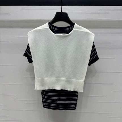 MIU 25S SHORT SLEEVE STRIPED KNITTED CAPE 264138