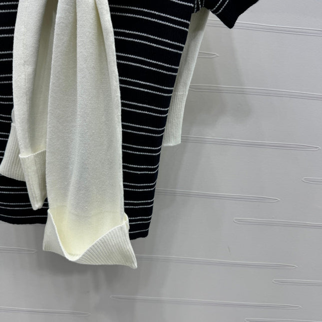 MIU 25S SHORT SLEEVE STRIPED KNITTED CAPE 264138