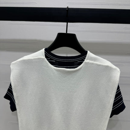 MIU 25S SHORT SLEEVE STRIPED KNITTED CAPE 264138