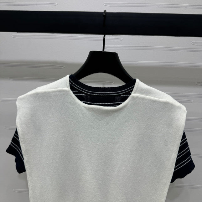 MIU 25S SHORT SLEEVE STRIPED KNITTED CAPE 264138