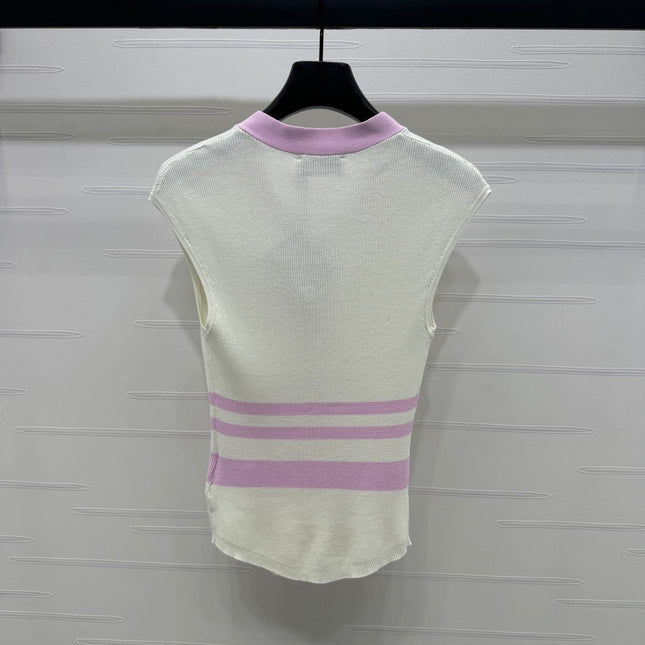 MIU 25S ICE STRIPE KNIT VEST 264116