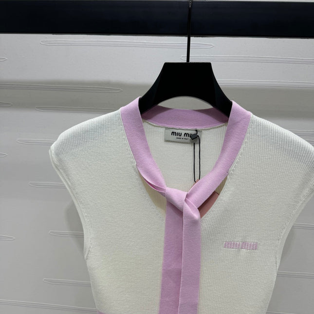 MIU 25S ICE STRIPE KNIT VEST 264116