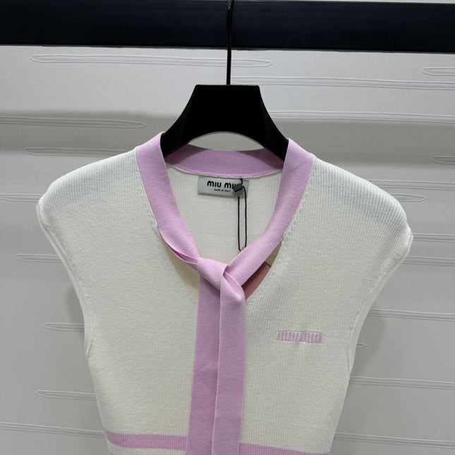 MIU 25S ICE STRIPE KNIT VEST 264116
