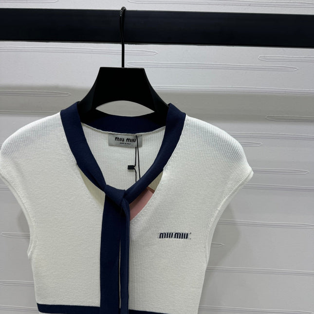 MIU 25S ICE STRIPE KNIT VEST 264114