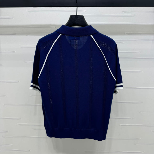 MIU 25S ROUND NECK STRIPED KNIT RAGLAN SHORT SLEEVES 264109