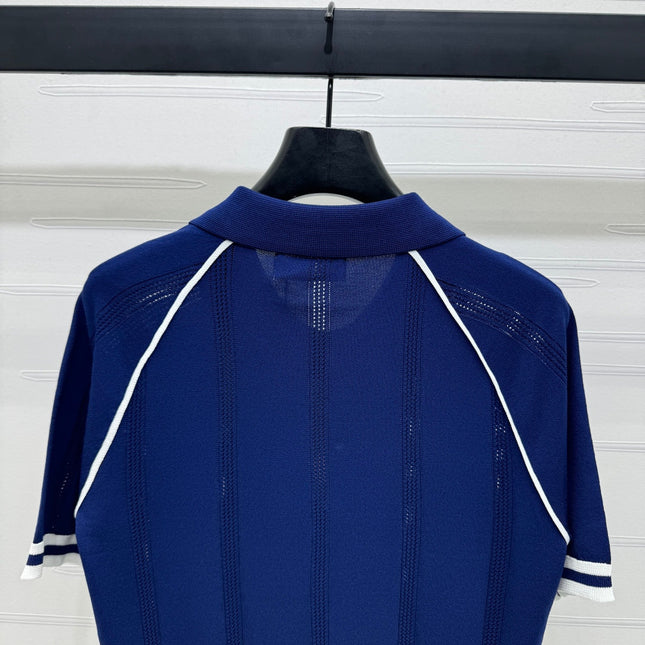 MIU 25S ROUND NECK STRIPED KNIT RAGLAN SHORT SLEEVES 264109
