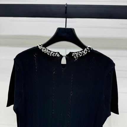 MIU 25S RHINESTONE COLLAR T-SHIRT 264097