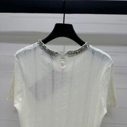 MIU 25S RHINESTONE COLLAR T-SHIRT 264095