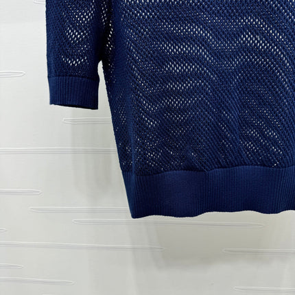 PRAD 25S HOLLOW KNIT SHORT SLEEVE TOP 264135