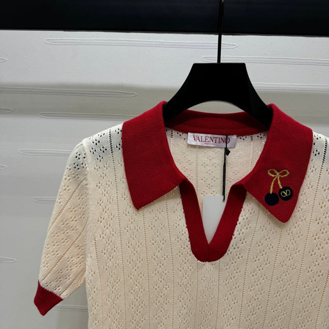 VALENTINO 25S HOLLOW V-NECK BLOUSE 264162