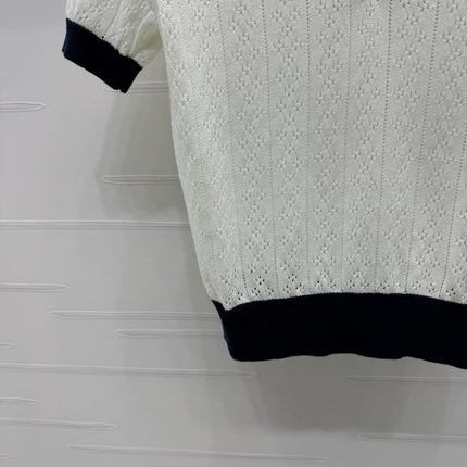 VALENTINO 25S HOLLOW V-NECK BLOUSE 264161