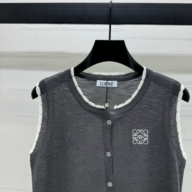 LOEWE 25S ROUND NECK KNITTED VEST WHITE 264068