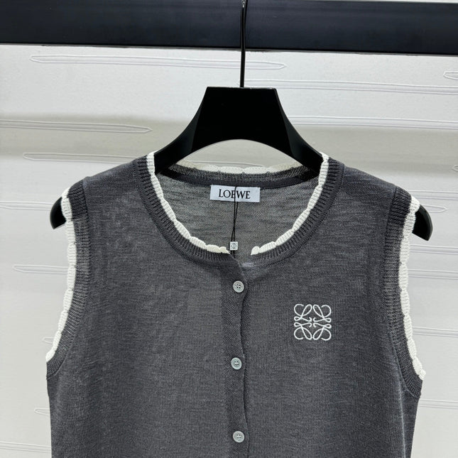 LOEWE 25S ROUND NECK KNITTED VEST WHITE 264068